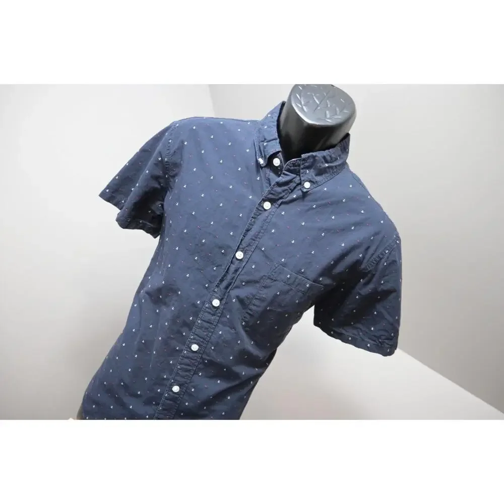 J Crew Mercantile Casual Dress‎ Shirt Anchors Button Up Mens Size Medium